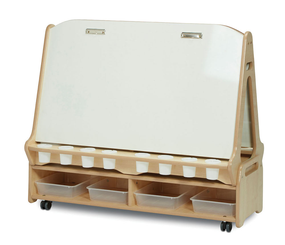 Double-sided 4 Station Easel with Low Storage Trolley