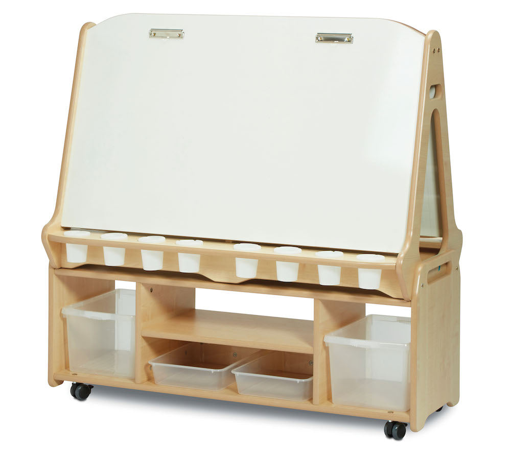 Double-sided 4 Station Easel with Tall Storage Trolley