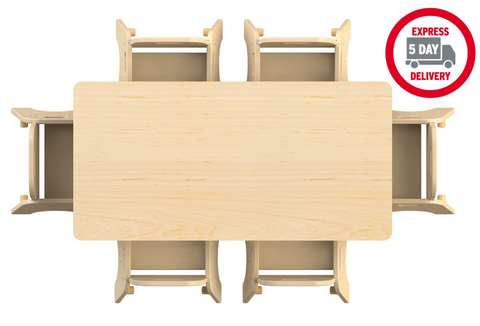 Medium Rectangular Table + 6 Sturdy Chairs