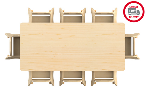 Large Rectangular Table + 8 Sturdy Chairs
