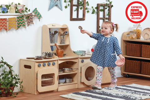 Natural Kitchen Set of 4 - Cooker, Sink, Washer, Storage Dresser (H400mm)