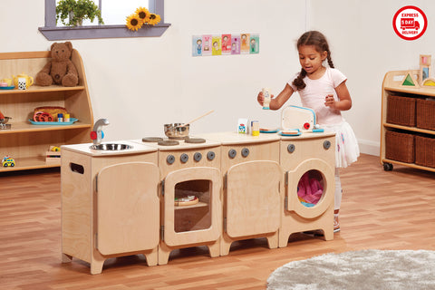 Natural Kitchen Set of 4 - Cooker, Sink, Washer, Fridge (H550mm)