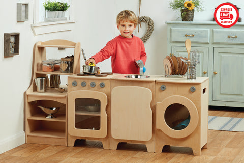 Natural Kitchen Set of 4 - Cooker, Sink, Washer, Storage Dresser (H550mm)