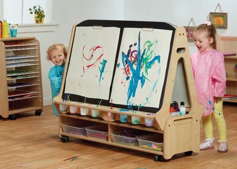 Double-sided 4 Station Easel with Low Storage Trolley