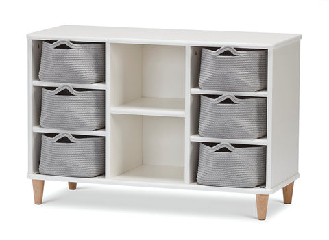 White Shallow Rope Basket Storage