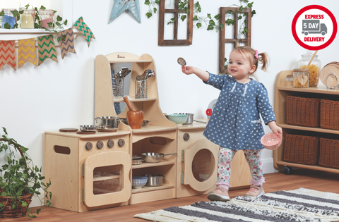Natural Kitchen Set of 4 - Cooker, Sink, Washer, Storage Dresser (H400mm)
