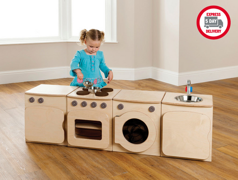 Natural Kitchen Set of 4 - Cooker, Fridge, Washer, Sink (H400mm)