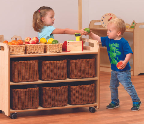 Mobile Shelf Unit with Display & Mirror Back