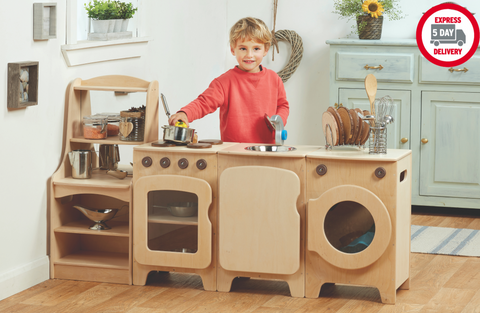 Natural Kitchen Set of 4  - Cooker, Sink, Washer, Storage Dresser (H550mm)