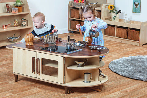 Maple/Walnut Island Kitchen - Toddler
